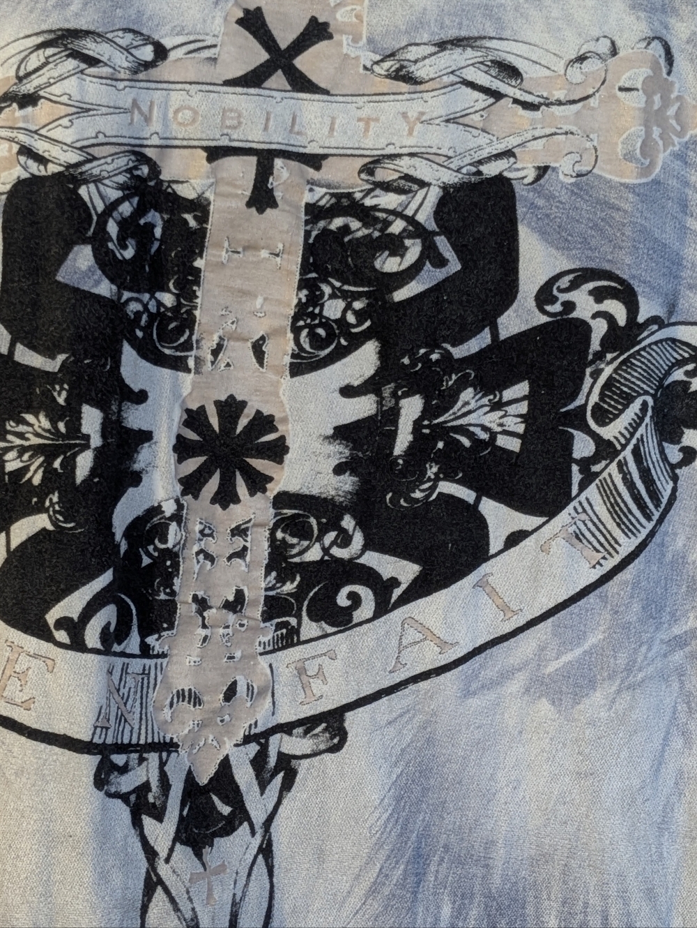 Nobility Graphic Crewneck T-Shirt in White Men's S Bikercore Streetwear Grunge - Picture 4 of 5
